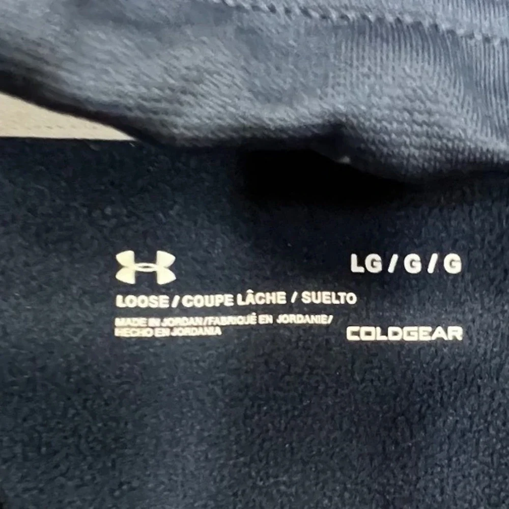 Under Armour Mens ColdGear Pullover Hoodie Academy Blue Logo 1357085 LG